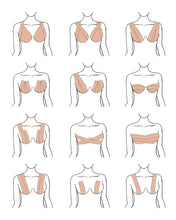 Load image into Gallery viewer, Twelve different boob tape style examples.