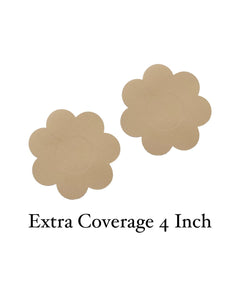 Four-inch floral nipple covers. Extra coverage four inches.